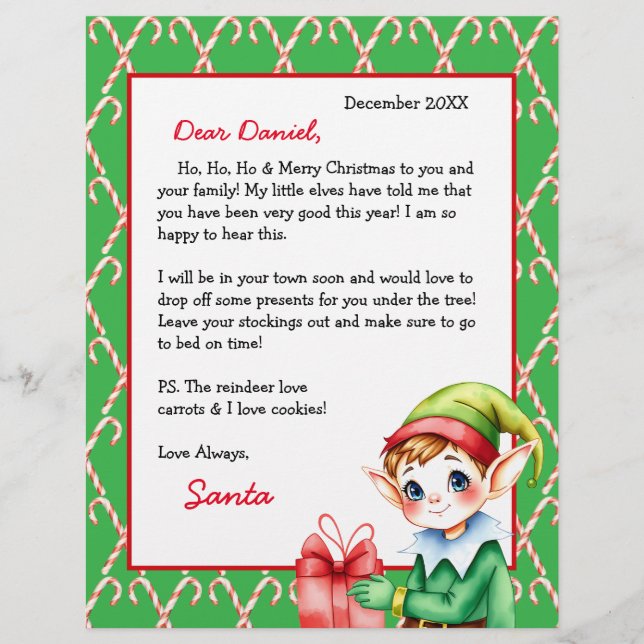 Personalisierter Brief von Santa für Kinder (Vorderseite)