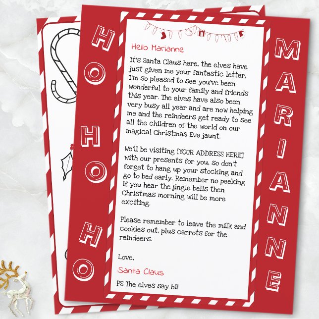 Personalisierter Brief von Santa für Kinder (HO HO HO Father Christmas Letter Red)