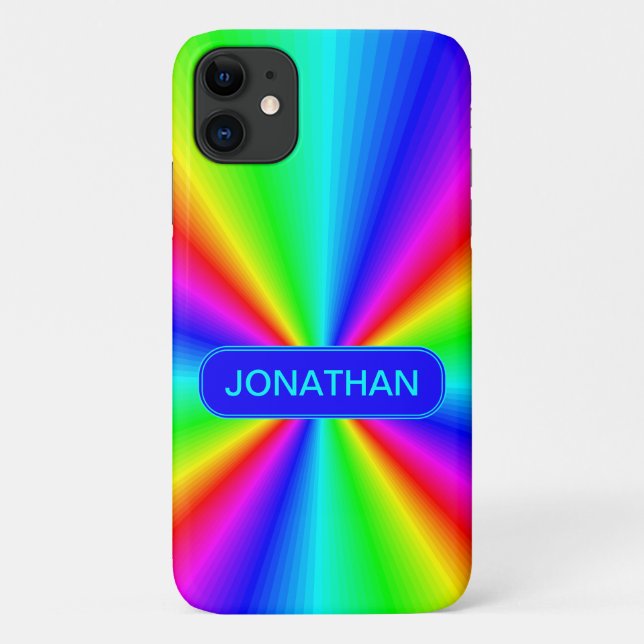 Personalisierter Bright-Regenbogen Case-Mate iPhone Hülle (Rückseite)