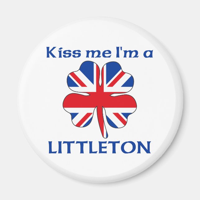 Personalisierter britischer Kuss Ich bin Littleton Magnet (Vorne)