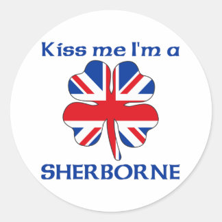 Personalisierter britischer Kuss Ich bin Sherborne Runder Aufkleber
