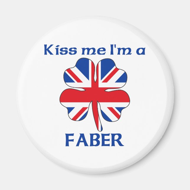 Personalisierter britischer Kuss Me I bin Faber Magnet (Vorne)