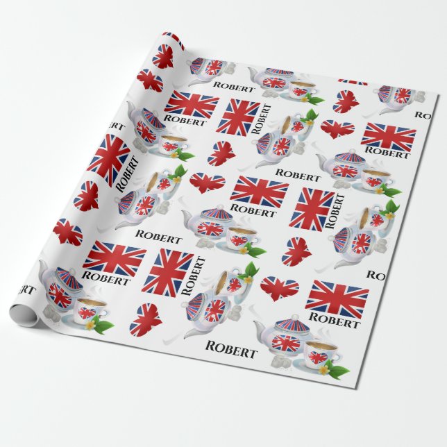 Personalisierter britischer Tee Geschenkpapier (Ungerollt)