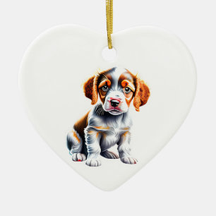 Personalisierter Brittany Puppy Keramik Ornament