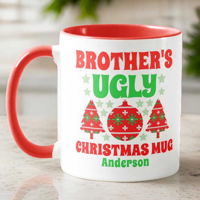 Personalisierter Bruder's Ugly Christmas Sweater Tasse (Von Creator hochgeladen)