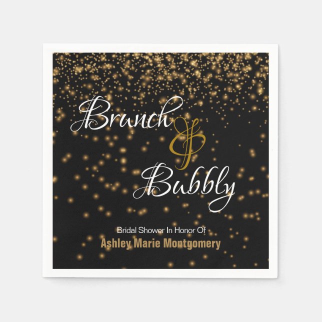 Personalisierter Brunch Bubbly Gold Confetti auf B Serviette (Vorderseite)
