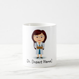 Personalisierter brünetter Doktor Female Kaffeetasse