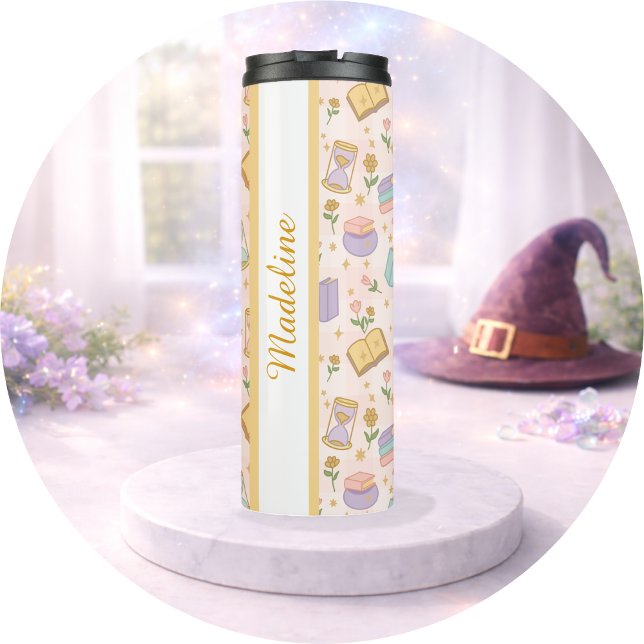 Personalisierter Buch-Mädchen-Zauber Rosa Süßer Na Thermosbecher (Von Creator hochgeladen)