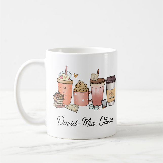 Personalisierter Buch- und Kaffeetag-Becher – Benu Kaffeetasse (Links)