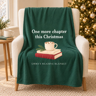 Personalisierter Buchliebhaber Waldgrün Weihnachte Fleecedecke