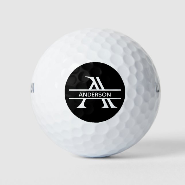 Personalisierter Buchstabe A Schwarz-weiß Golfball (Vorderseite)