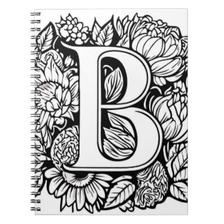 Personalisierter Buchstabe B Schwarz-weiße Tattoo- Notizblock