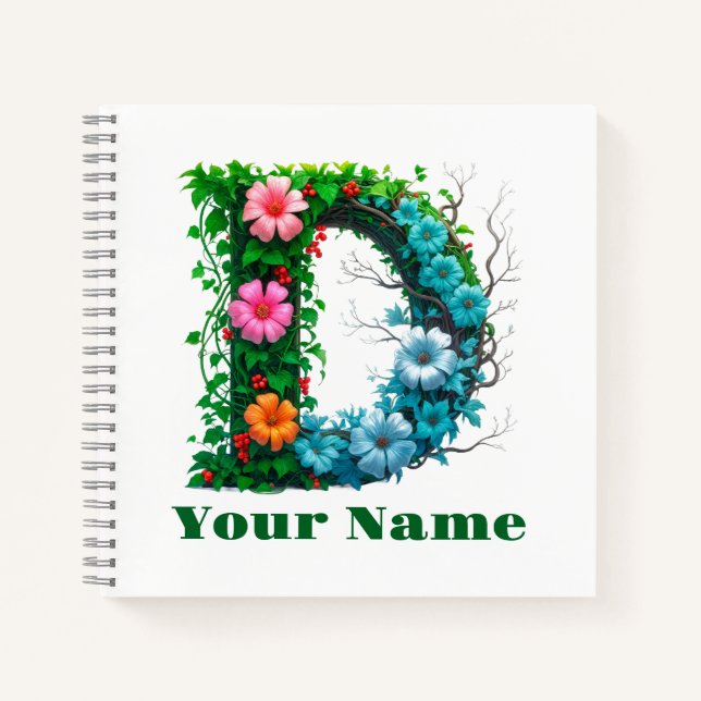 Personalisierter Buchstabe D Notizbuch (Vorderseite)