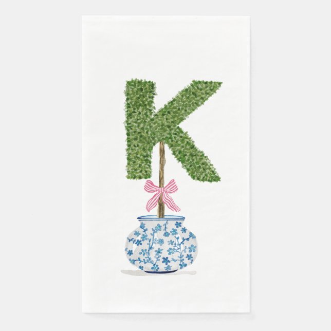 Personalisierter Buchstabe K Preppy Topiary Monogr Serviette (Vorderseite)