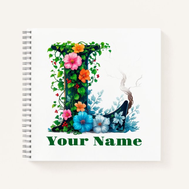 Personalisierter Buchstabe L Notizbuch (Vorderseite)