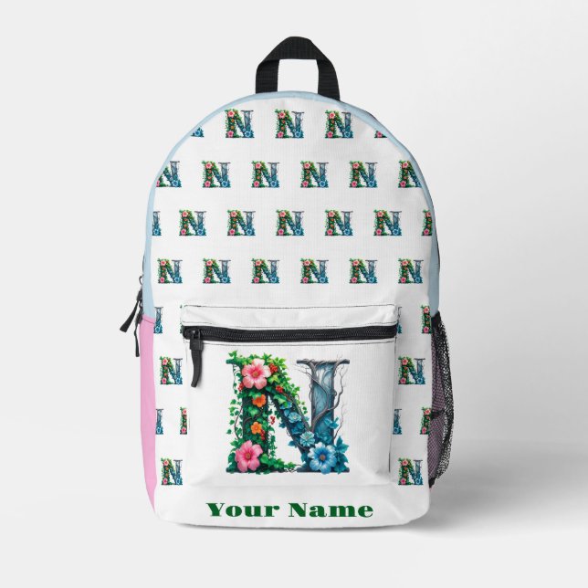 Personalisierter Buchstabe N Bedruckter Rucksack (Vorderseite)