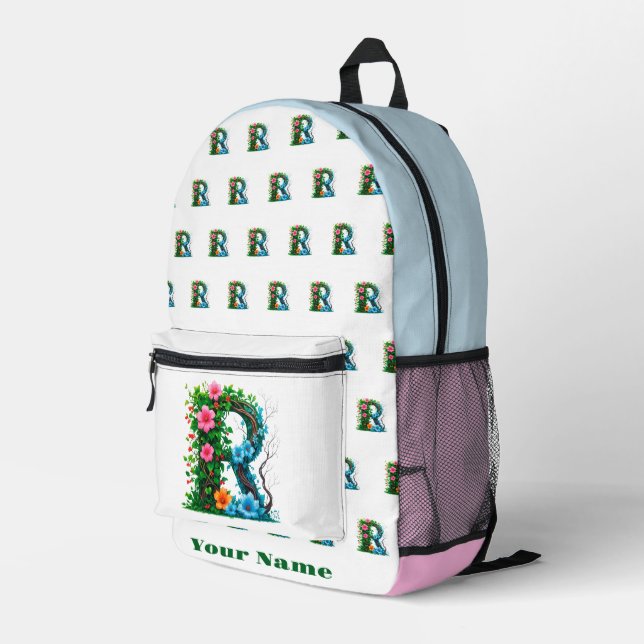 Personalisierter Buchstabe R Bedruckter Rucksack (Rückseitige Ecke Rechts)