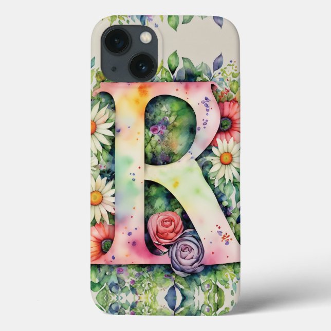 Personalisierter Buchstabe R Elegantes Wasser Case-Mate iPhone Hülle (Rückseite)