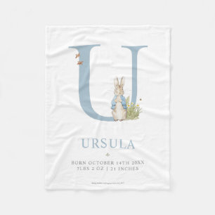 Personalisierter Buchstabe U Peter-Kaninchen-  Fleecedecke
