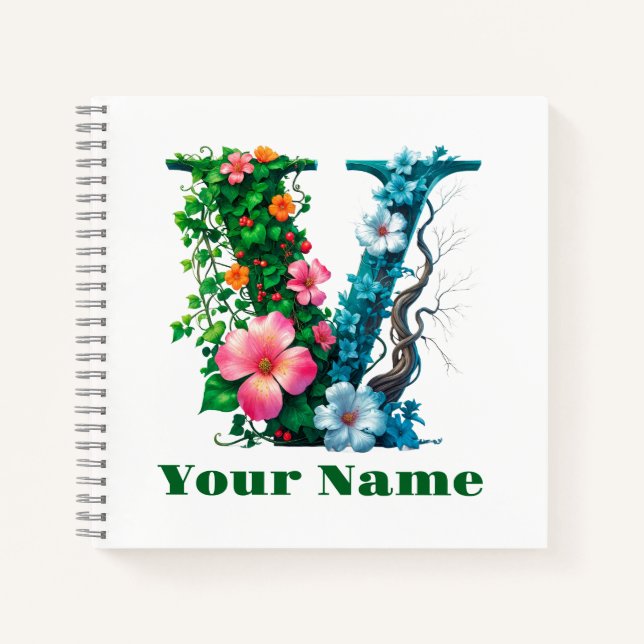Personalisierter Buchstabe V Notizbuch (Vorderseite)