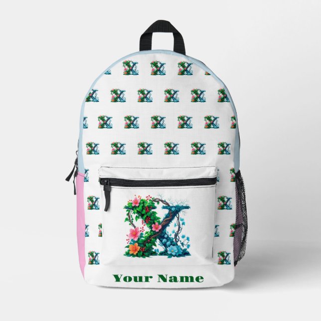 Personalisierter Buchstabe X Bedruckter Rucksack (Vorderseite)