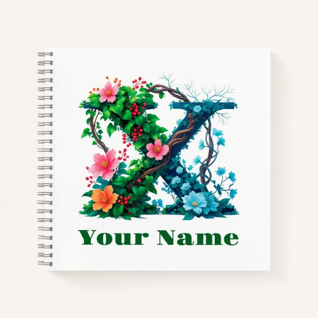 Personalisierter Buchstabe X Notizbuch (Vorderseite)