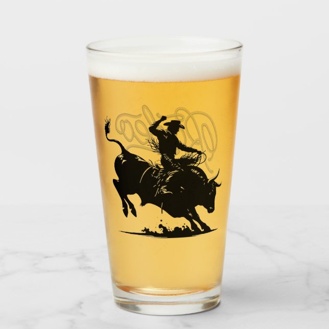 Personalisierter Bull Rider Rodeo Glas (Vorne (Gefüllt))