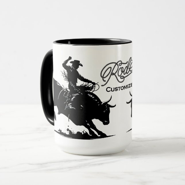 Personalisierter Bull Rider Rodeo  Tasse (Vorderseite Links)