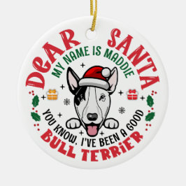 Personalisierter Bull Terrier Dog Weihnachtsbaum R Keramik Ornament