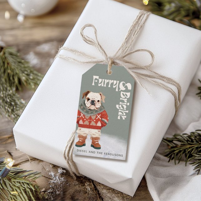 Personalisierter Bulldog Hund - Holiday - Geschenk Geschenkanhänger (Von Creator hochgeladen)