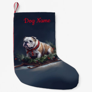 Personalisierter Bulldog Weihnachtsschnee Kleiner Weihnachtsstrumpf