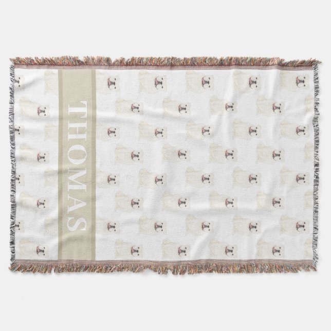 Personalisierter Bulldog (weiß) Decke (Vorderseite)