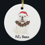 Personalisierter Bulldog (weiß) Keramik Ornament<br><div class="desc">Machen Sie die schöne Liste in diesem Jahr mit einem personalisierten Ornament Ihrer Lieblings-kleine Elf!</div>