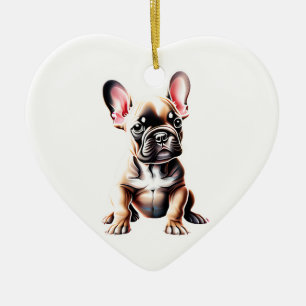 Personalisierter Bulldog-Welpe Keramik Ornament