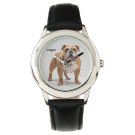 Personalisierter Bulldogge des niedlichen Kids Armbanduhr