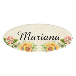 Personalisierter Bunter Blumenrahmen Name Namenschild