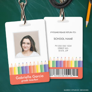 Personalisierter Bunter Lehrer Code ID Ausweis