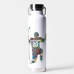 Personalisierter bunter Mann/Boy-Hockey-Spieler Trinkflasche