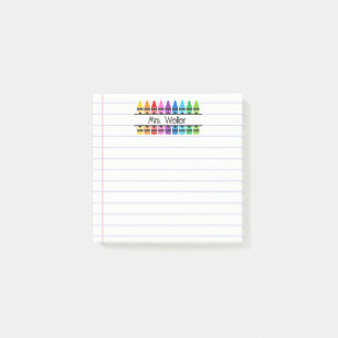 Personalisierter Buntstift-linierter Lehrer-Dank Post-it Klebezettel
