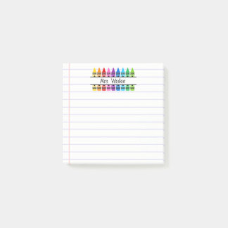 Personalisierter Buntstift-linierter Lehrer-Dank Post-it Klebezettel