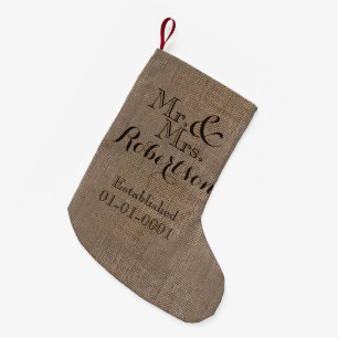 Personalisierter Burlap-Look Rustikaler Wedding Ke Kleiner Weihnachtsstrumpf