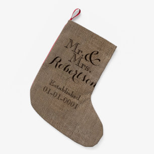 Personalisierter Burlap-Look Rustikaler Wedding Ke Kleiner Weihnachtsstrumpf