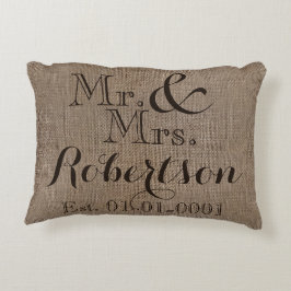 Personalisierter Burlap-Look Rustikaler Wedding Ke Zierkissen