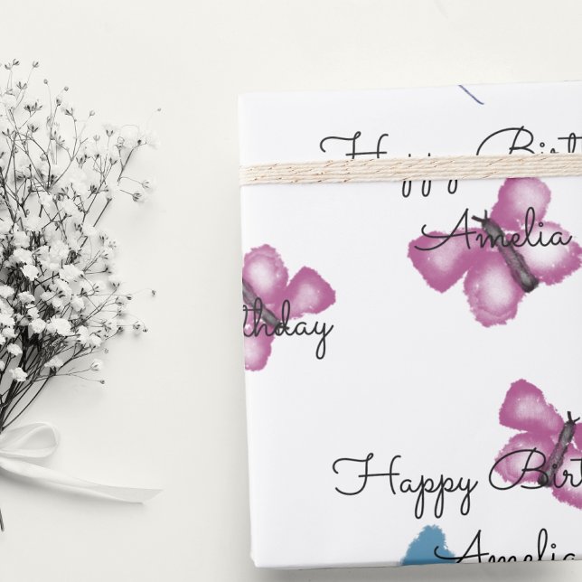 Personalisierter Butterfly-Geburtstag Geschenkpapier (Von Creator hochgeladen)