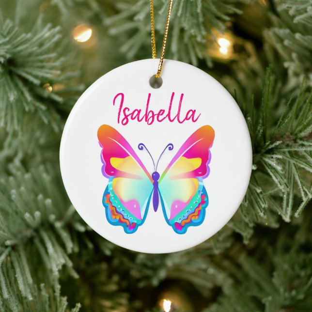 Personalisierter Butterfly-Personalisierter Name Keramik Ornament (Baum)