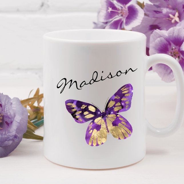 Personalisierter Butterfly-Script-Individuelle Nam Kaffeetasse (Von Creator hochgeladen)