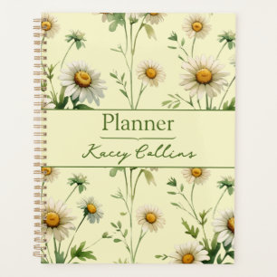 Personalisierter Buttergelber Vintage-Daisy-Planer Planer