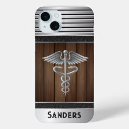 Personalisierter Caduceus Doctor Metal & Wood Case-Mate iPhone Hülle