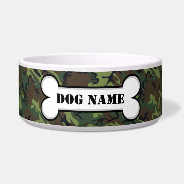 Personalisierter Camouflage-Hundeknochen Napf (Vorderseite)