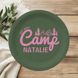 Personalisierter Camp-Junggeselinnen-Abschied Pappteller